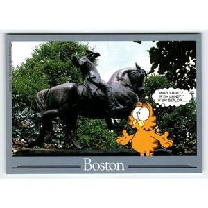 Garfield Cat Postcard Boston Massachusetts Orange Tabby Kitten Jim Davis 1978